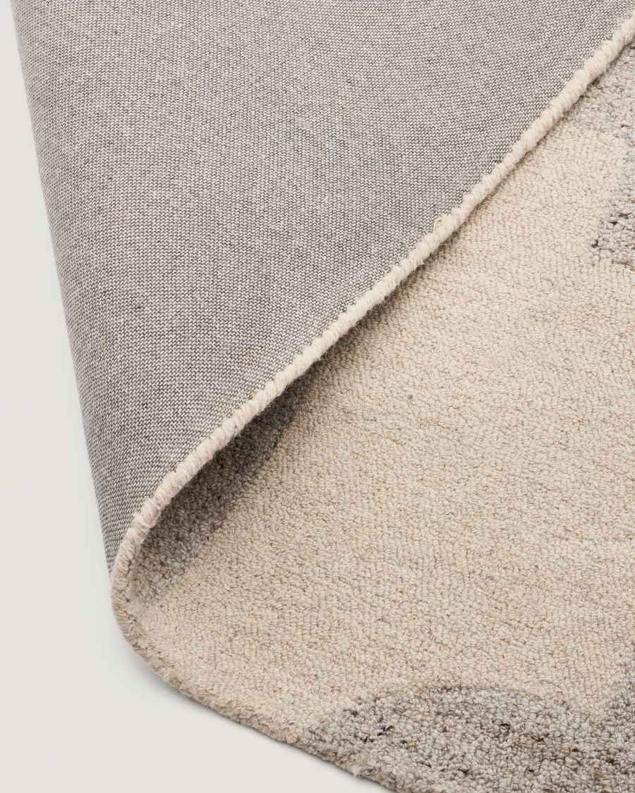 Teppich Japandi Wollmix Jacquard Grau 200x300 cm