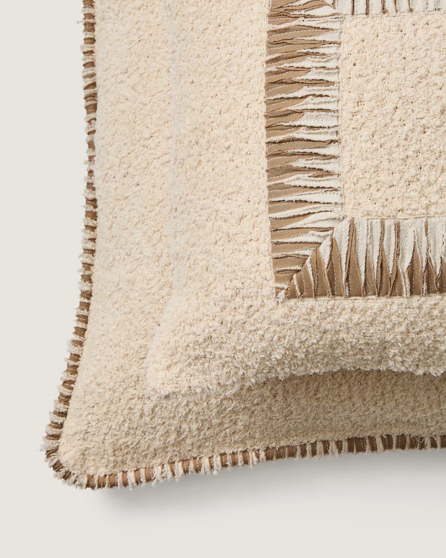 Beige Bouclé Japandi Kissenbezug