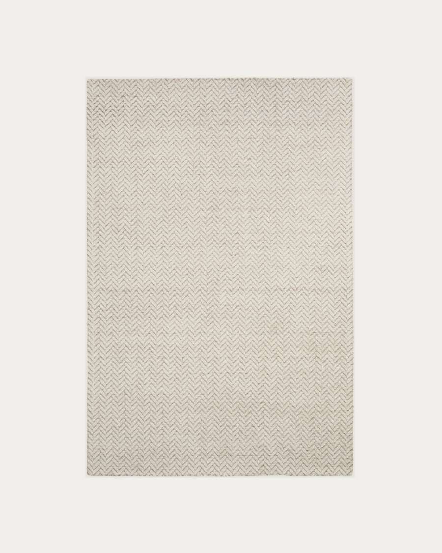 Teppich Japandi Wolle Jacquard Beige 230x160 cm