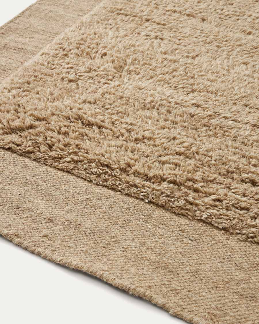 Teppich Japandi Wolle Beige 300 x 200 cm