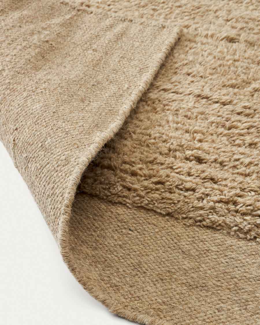 Teppich Japandi Wolle Beige 300 x 200 cm