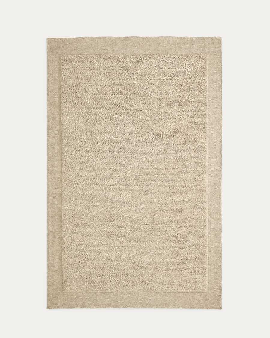Teppich Japandi Wolle Beige 300 x 200 cm