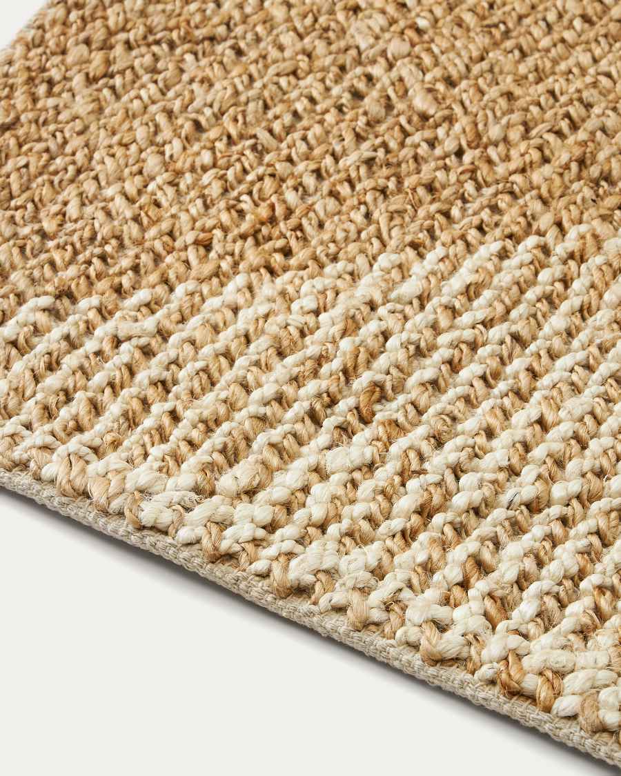 Teppich Japandi Jute Baumwolle Kariert Natur 160x230 cm