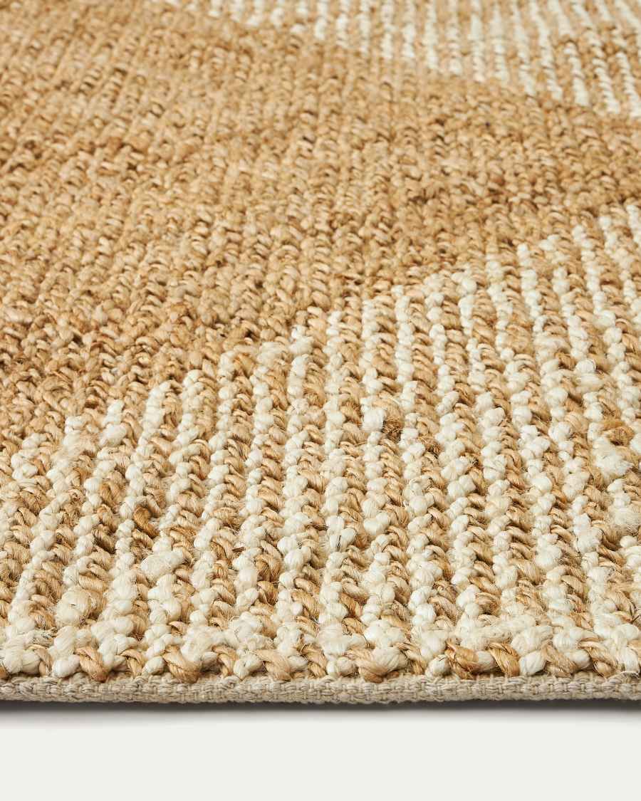 Teppich Japandi Jute Baumwolle Kariert Natur 160x230 cm