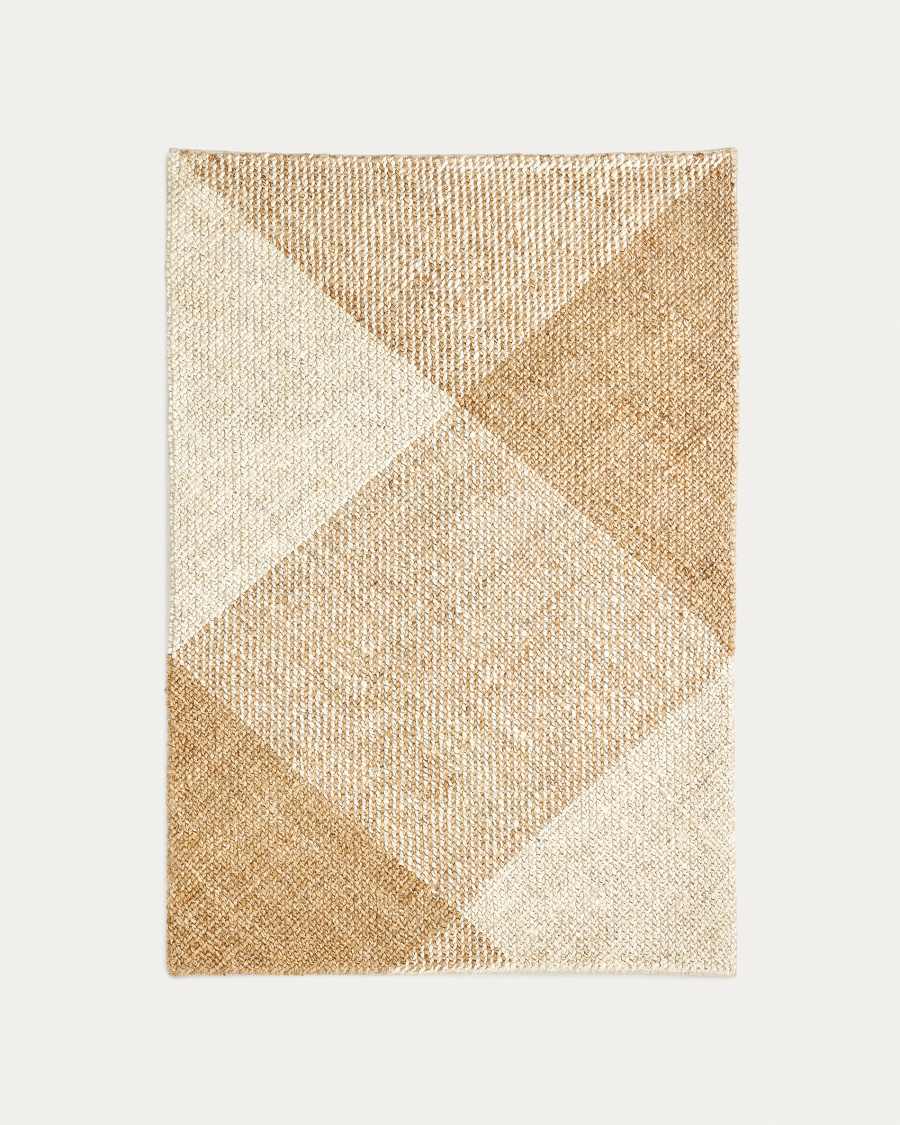 Teppich Japandi Jute Baumwolle Kariert Natur 160x230 cm