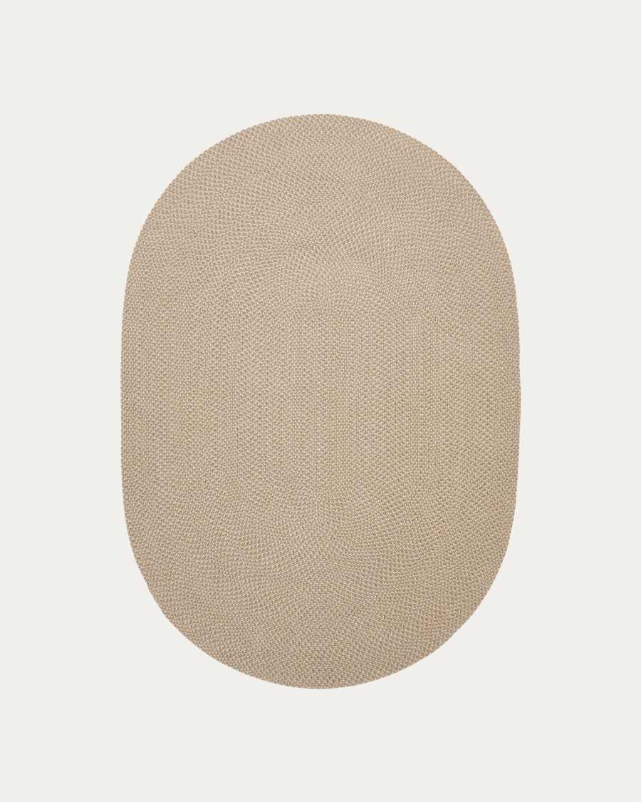 Japandi Teppich aus PET, Oval, Beige, 160 x 230 cm