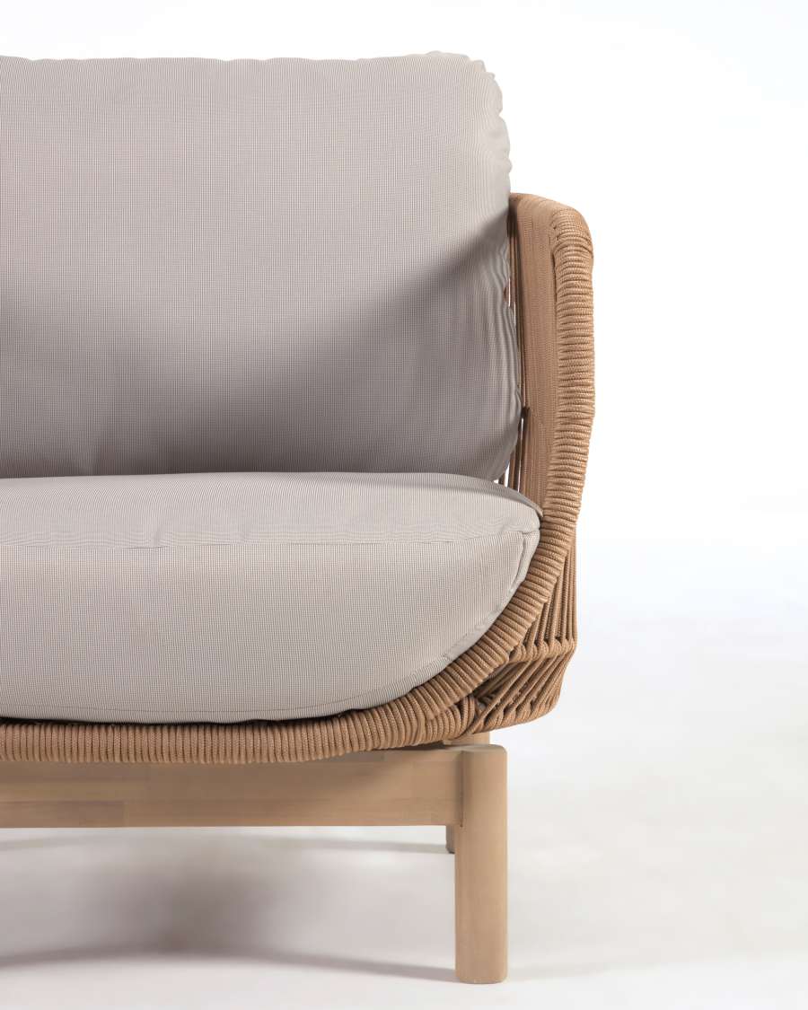 Sessel Japandi Beige Seil Akazienholz