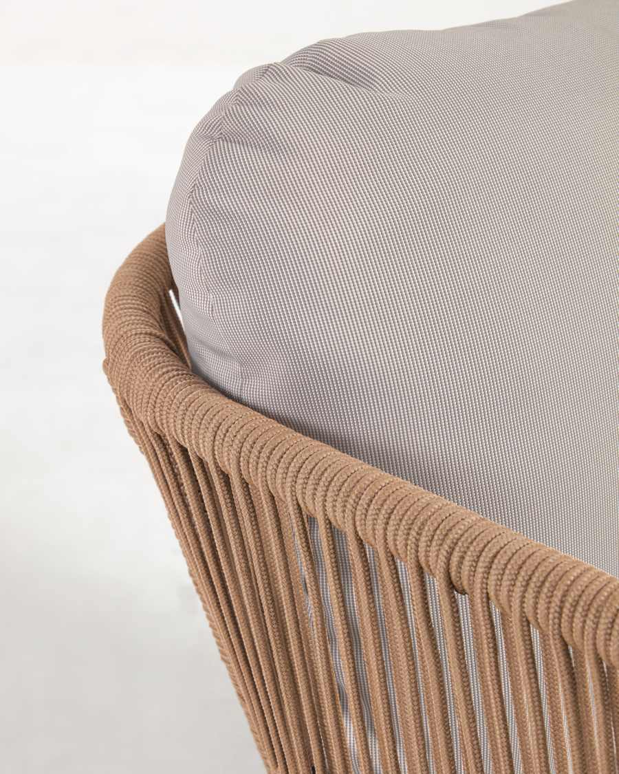 Sessel Japandi Beige Seil Akazienholz
