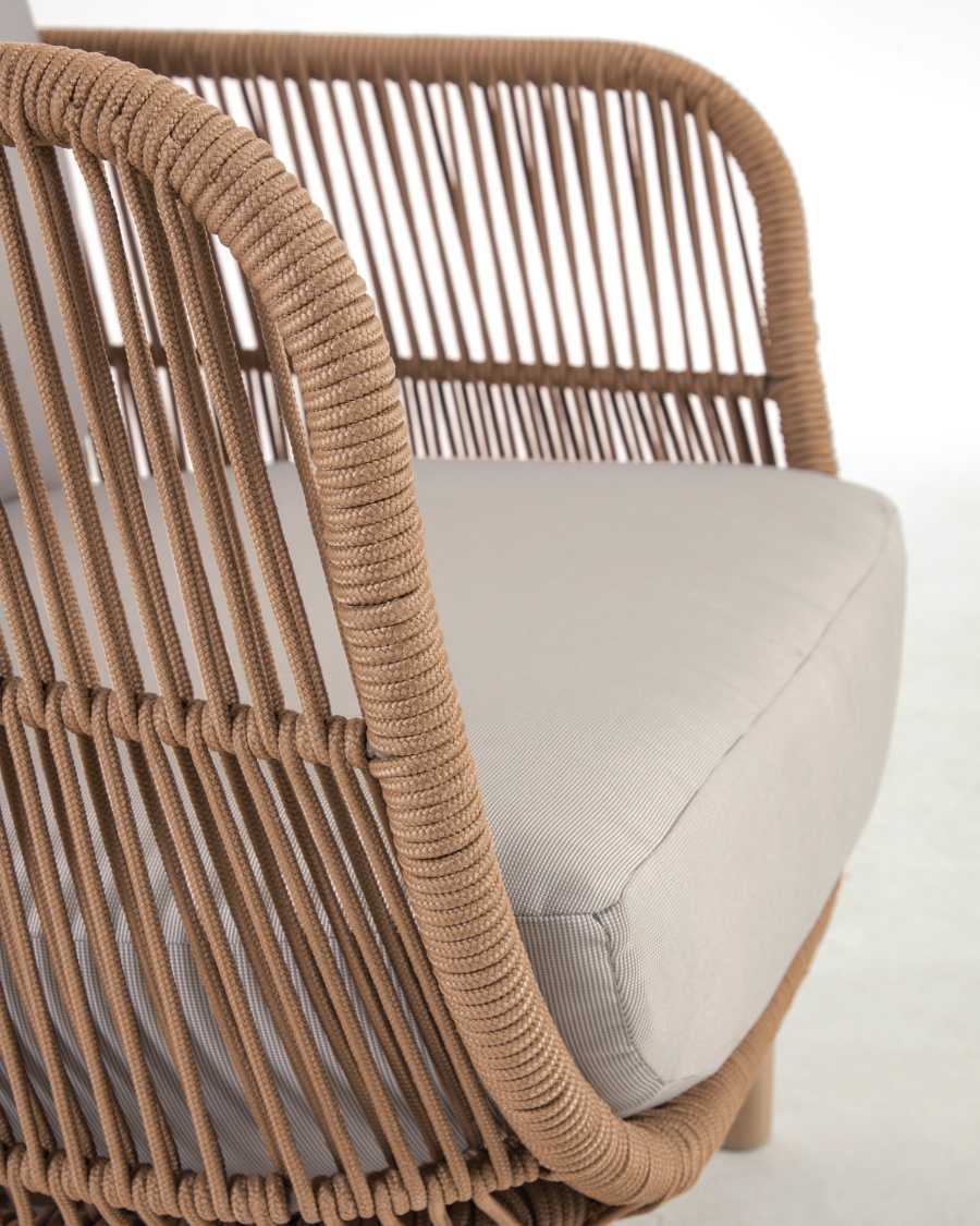Sessel Japandi Beige Seil Akazienholz