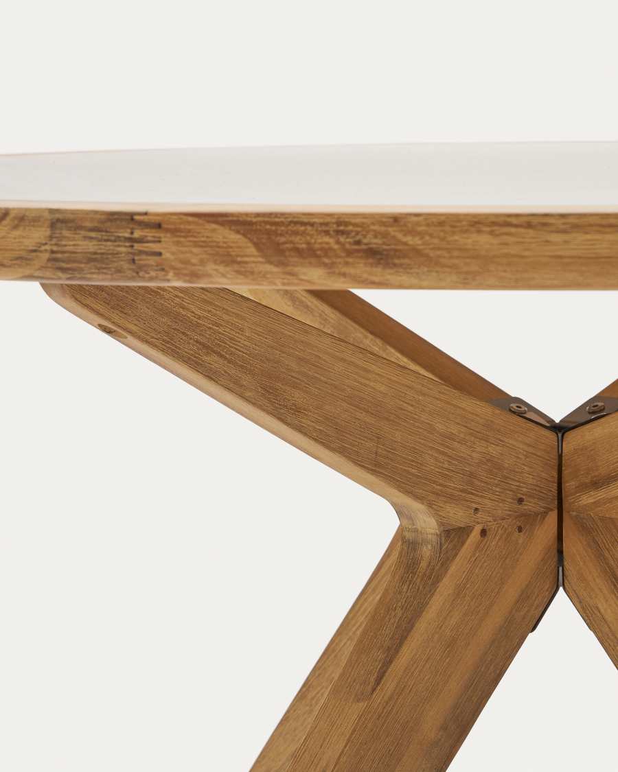Runder Esstisch Japandi aus Polyzement & Akazienholz, 120 cm