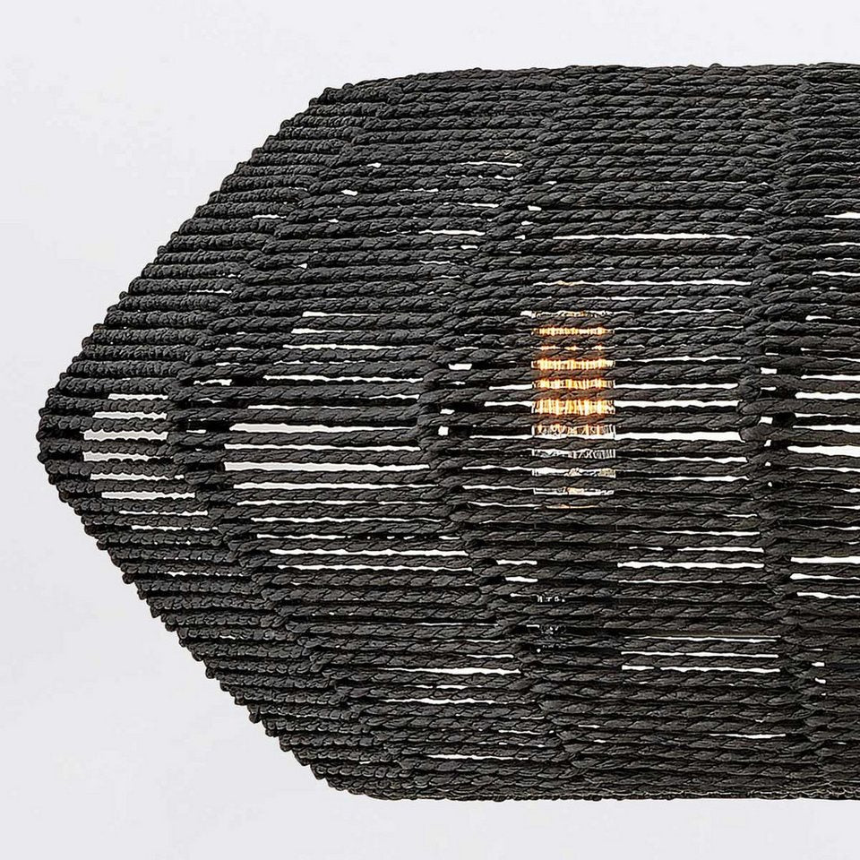 Pendelleuchte Japandi Schwarz aus Rattan und Metall