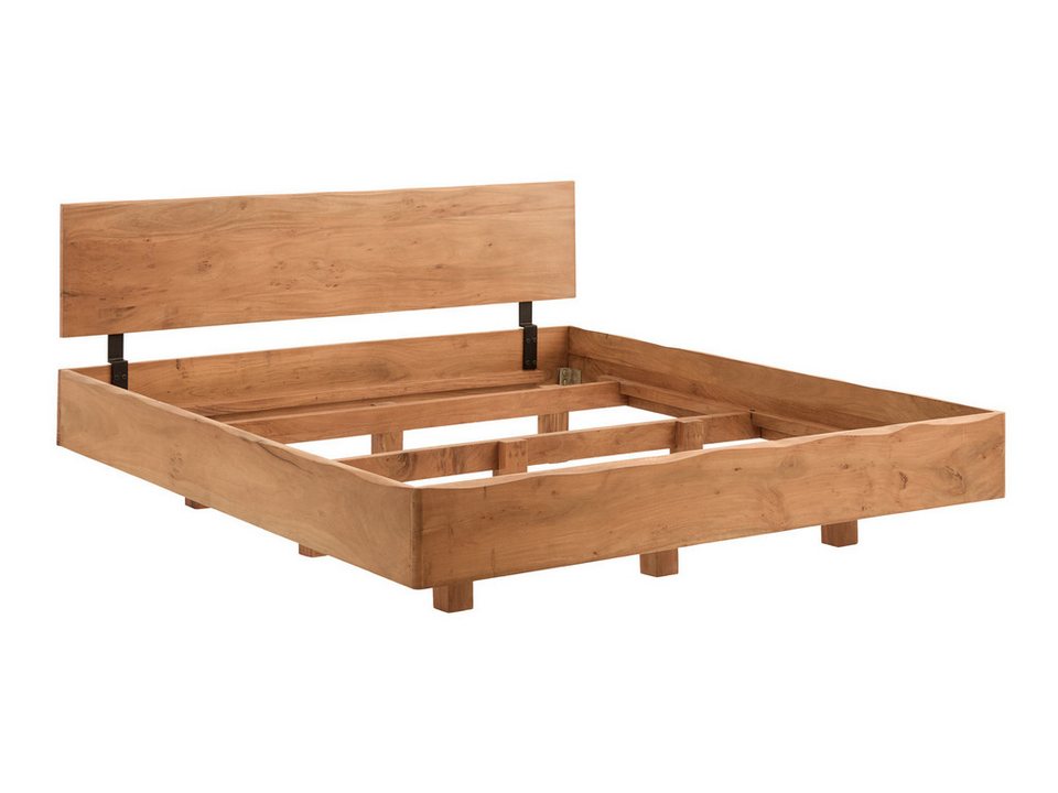 Japandi Holzbett aus Akazie mit Kopfteil