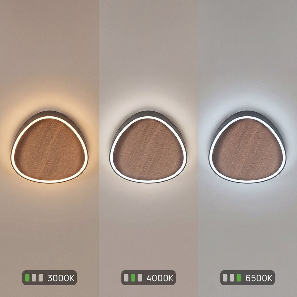 Japandi LED-Deckenleuchte aus Holz und Aluminium