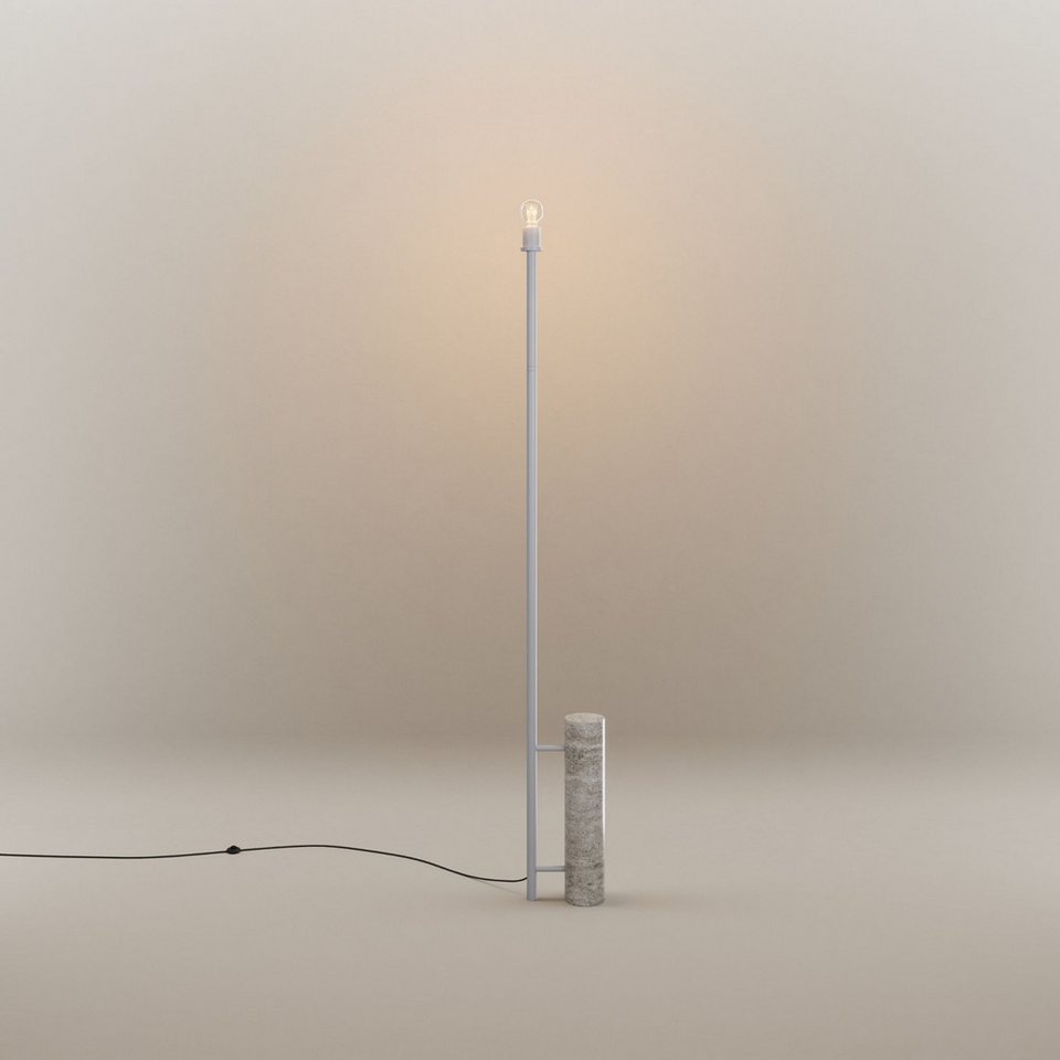 Japandi Stehlampe Braun aus Travertin