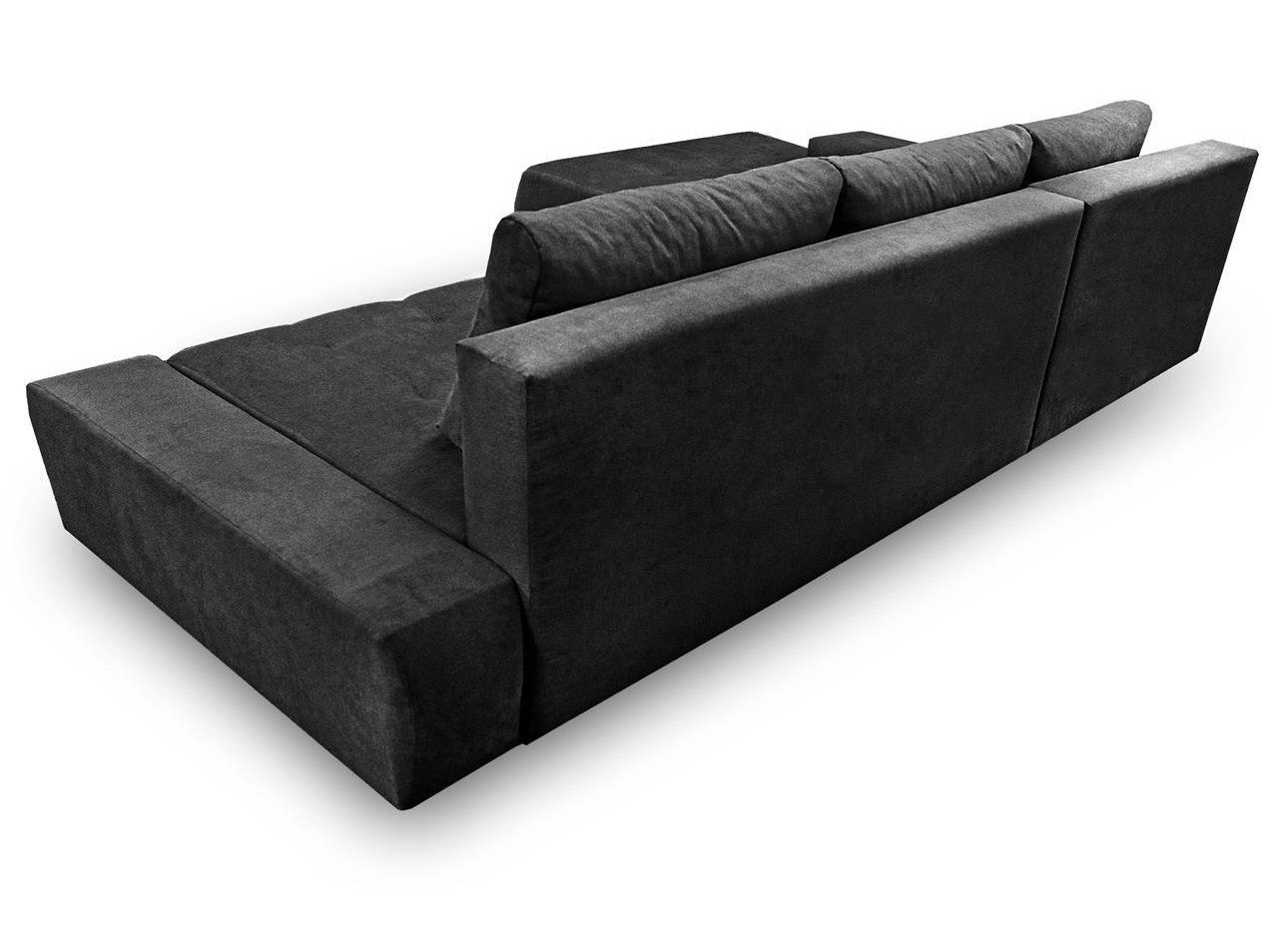 Ecksofa Japandi Anthrazit mit Schlaffunktion und Bettkasten