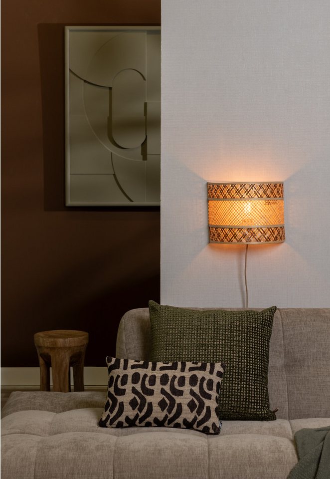 Japandi LED-Wandleuchte aus Naturfasern