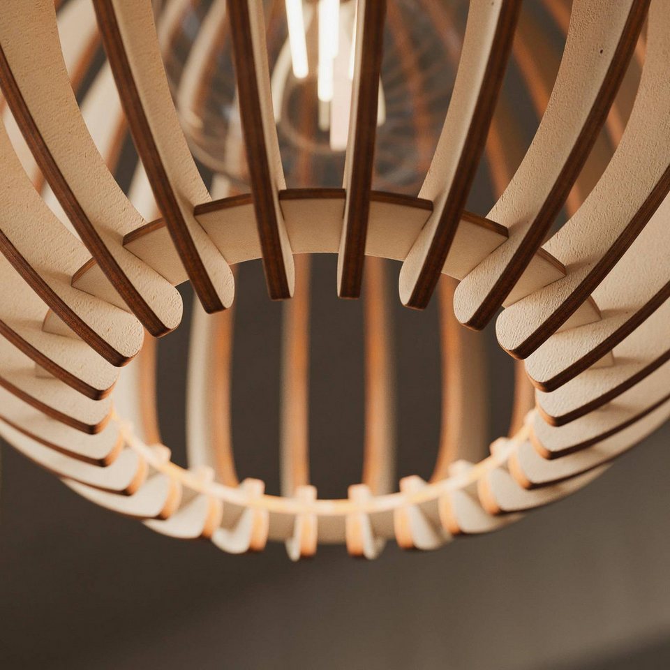 Japandi Pendelleuchte aus Holz mit 4 Leuchten