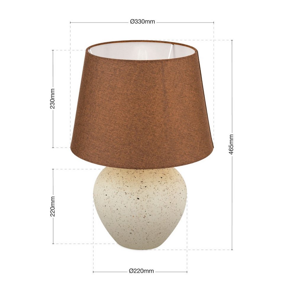 Japandi Nachttischlampe Creme Braun aus Keramik
