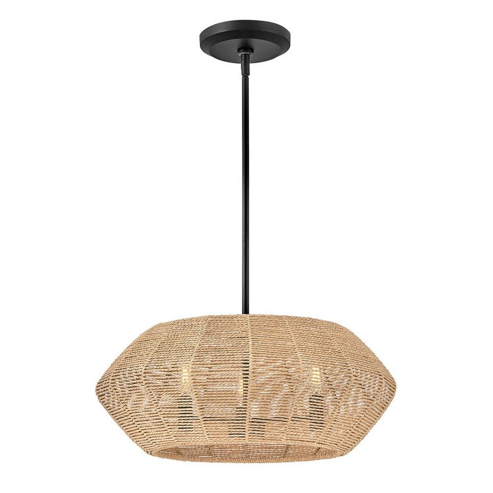 Japandi Rattan-Pendelleuchte mit Korbschirm