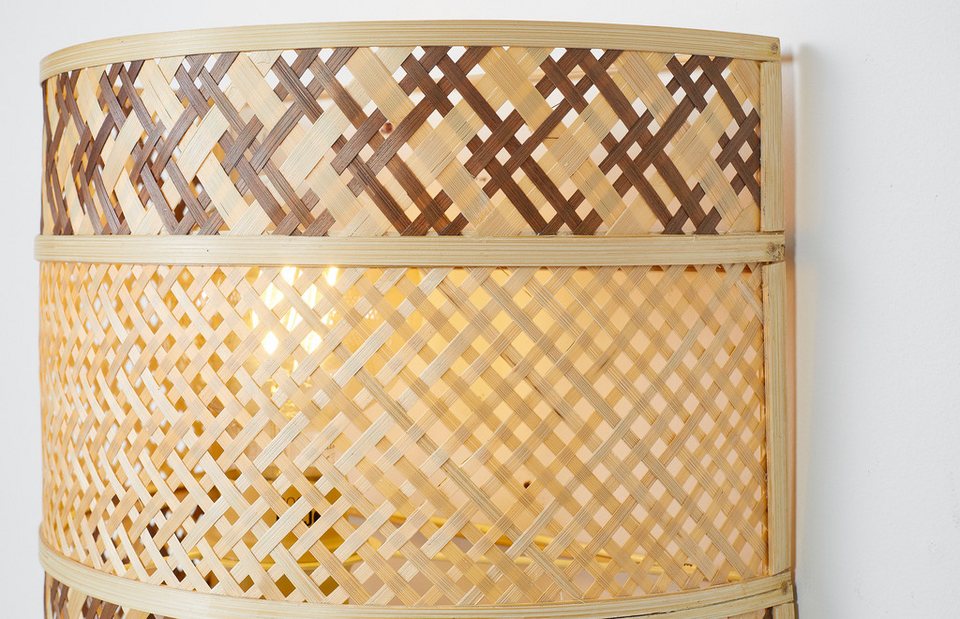 Japandi LED-Wandleuchte aus Naturfasern