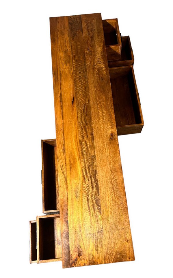 Japandi Lowboard Kastanienbraun aus massivem Mangoholz