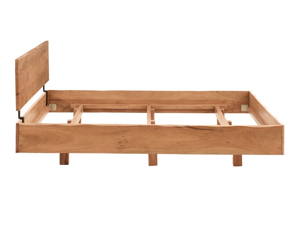 Japandi Holzbett aus Akazie mit Kopfteil
