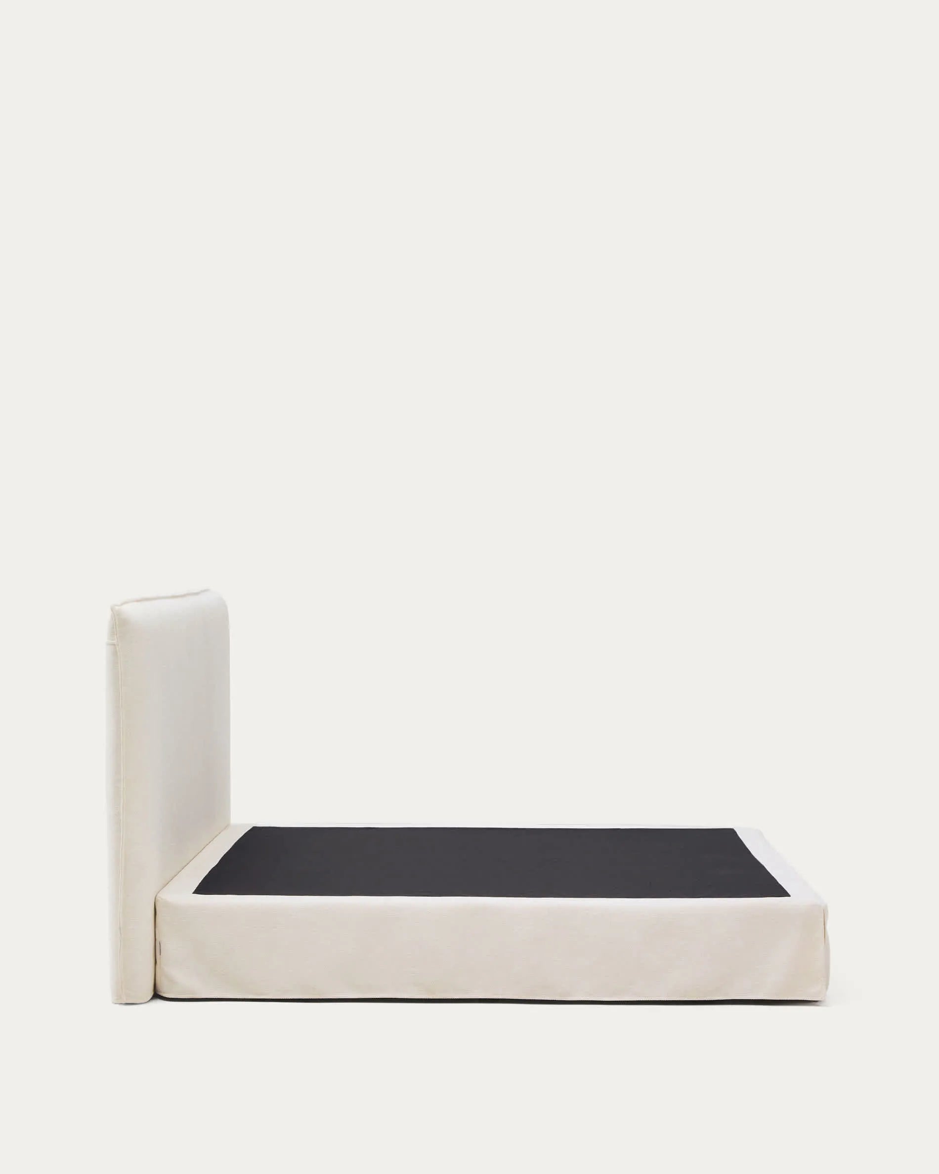 Weißes Chenille Japandi Bett 180x200cm