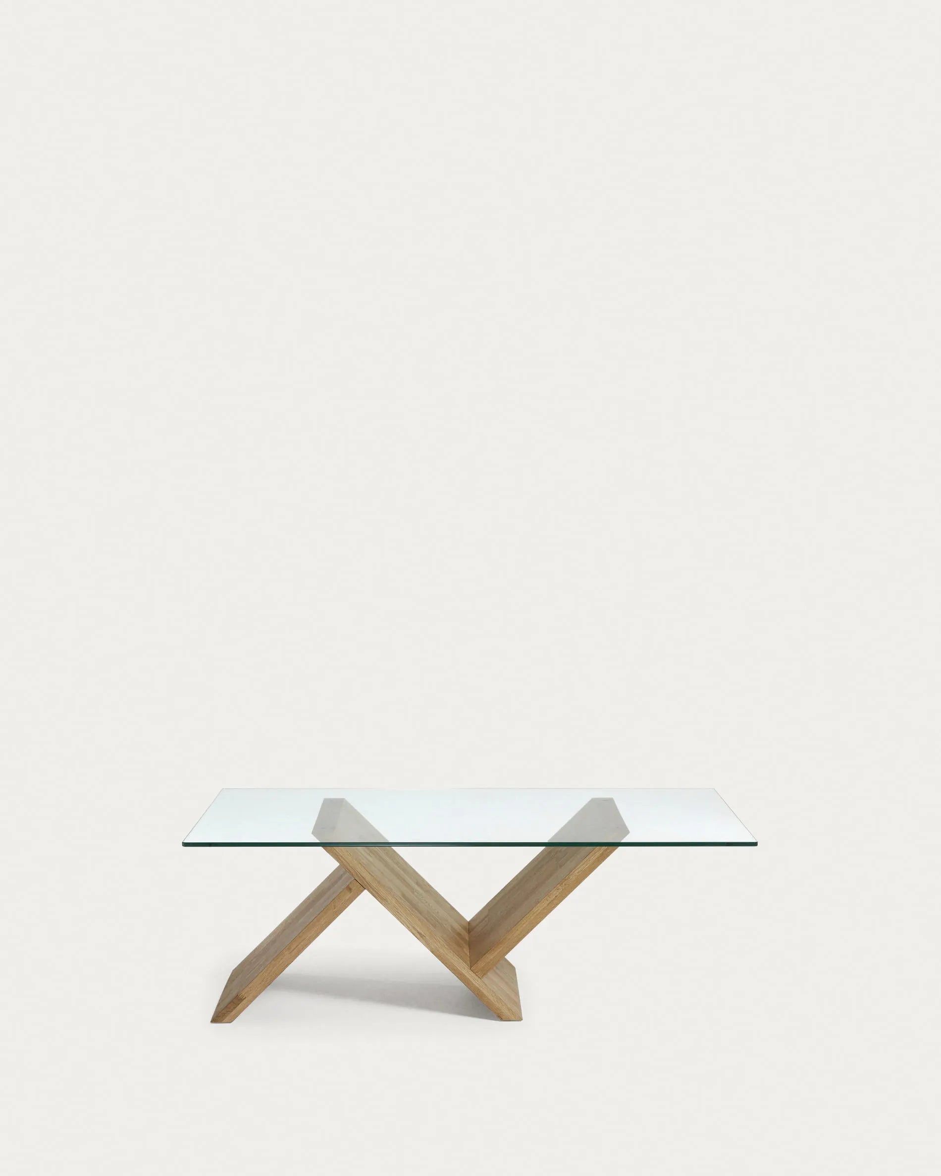 Japandi Couchtisch aus Glas und Holz