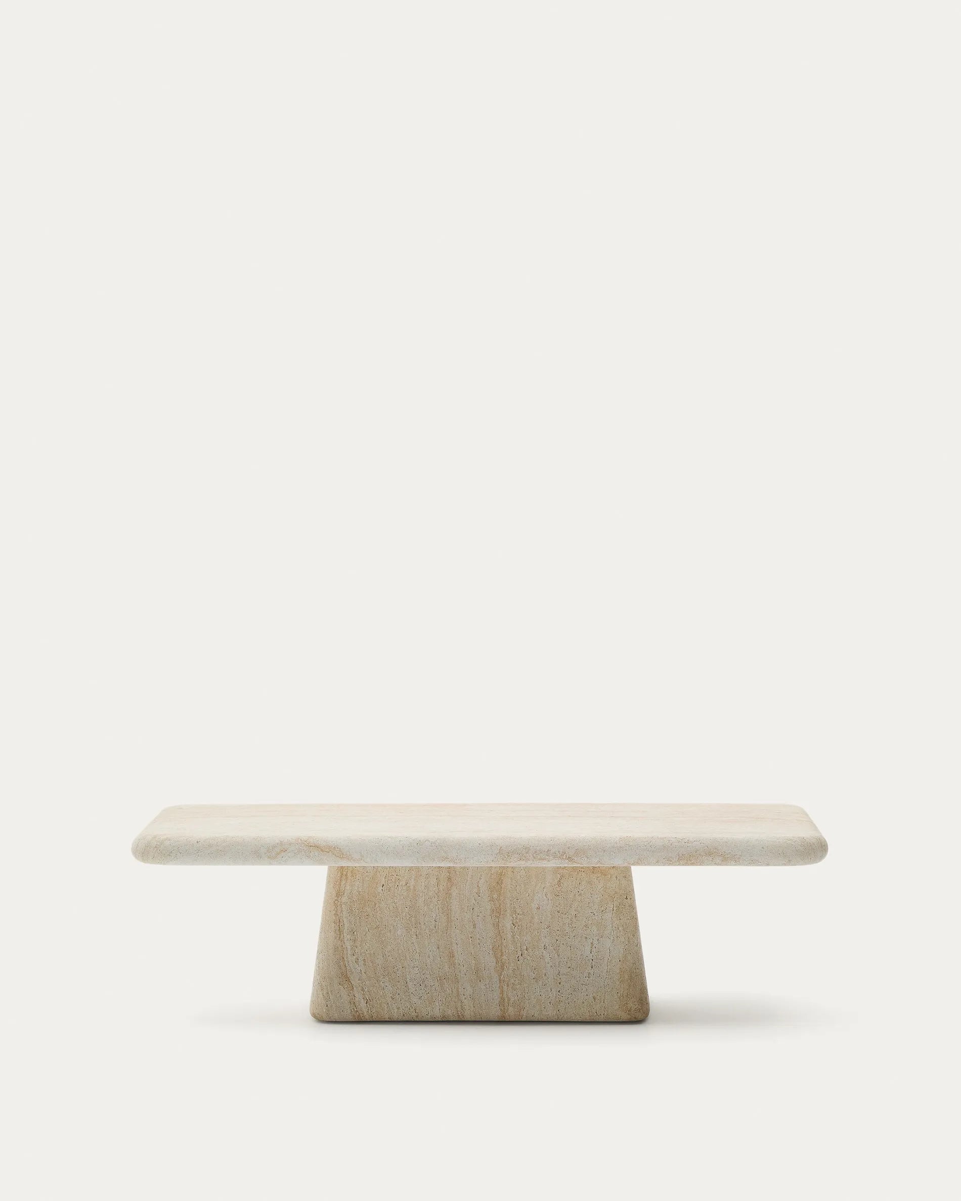 Rechteckiger Japandi Couchtisch aus Travertin
