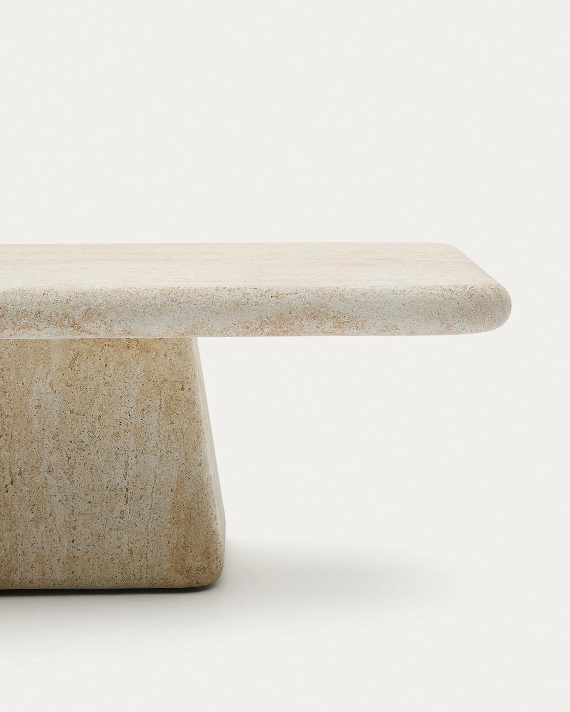 Rechteckiger Japandi Couchtisch aus Travertin