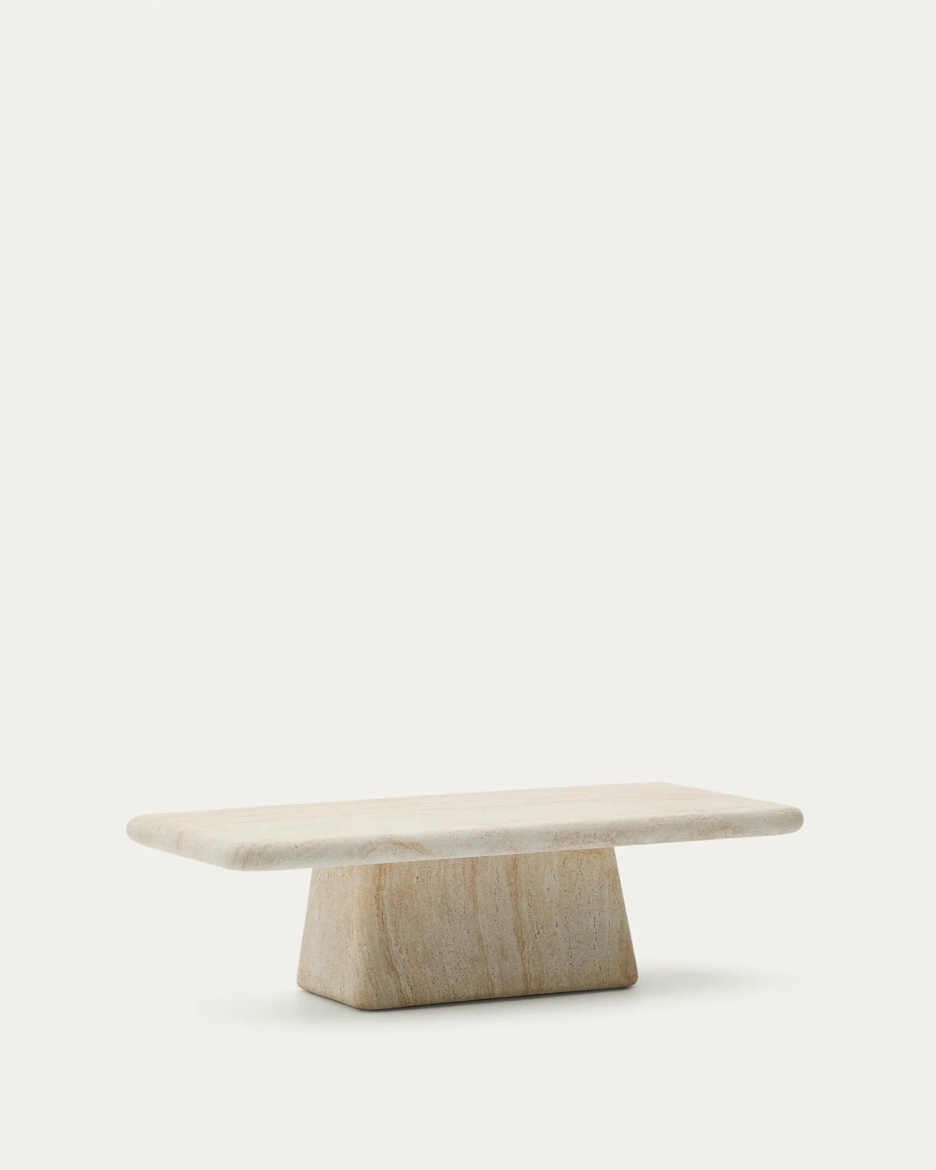 Rechteckiger Japandi Couchtisch aus Travertin