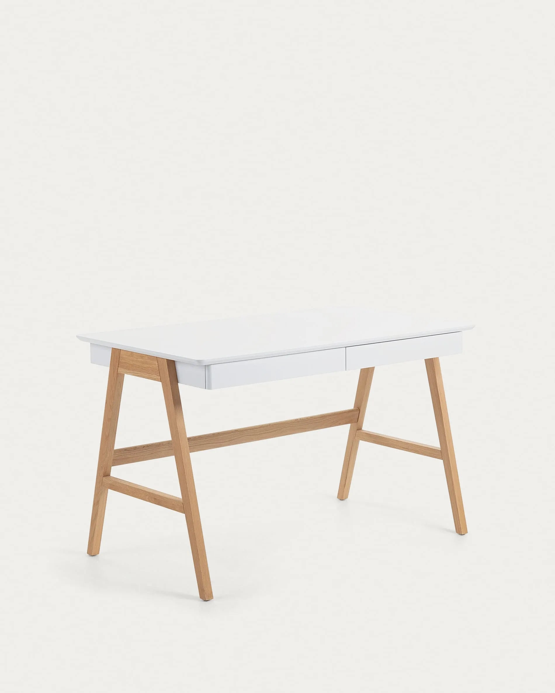 Japandi Schreibtisch Weiß und Holz