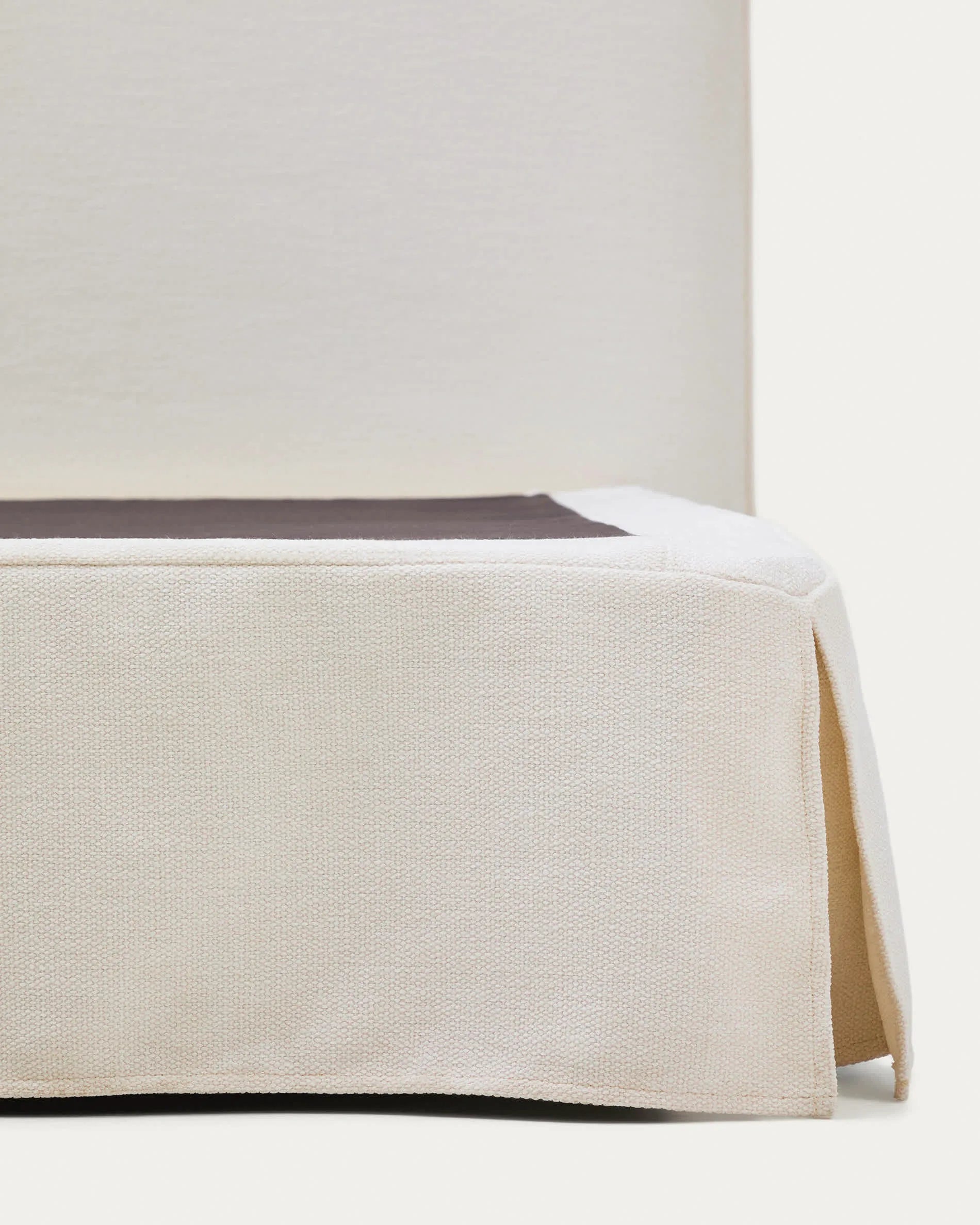 Weißes Chenille Japandi Bett 180x200cm