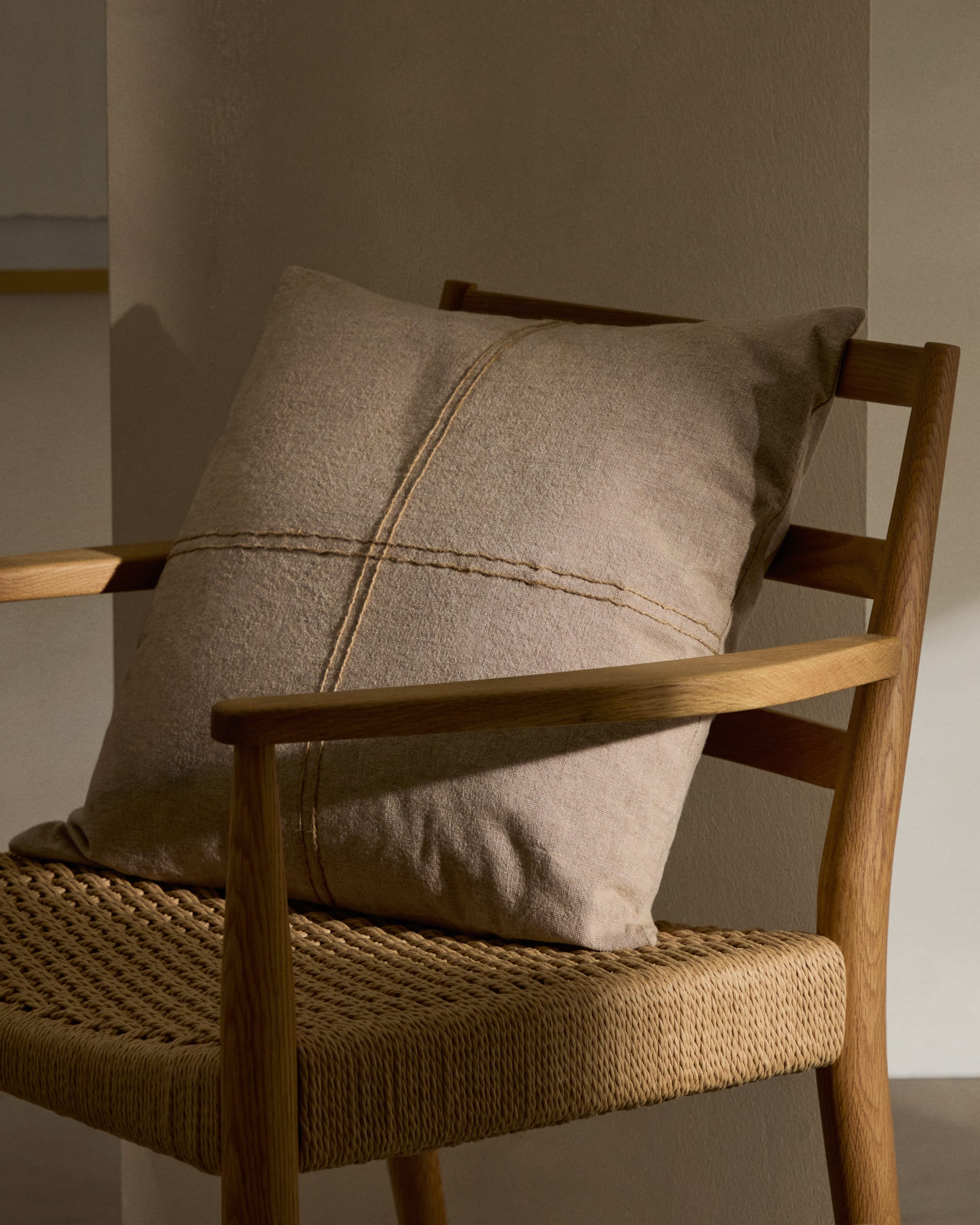Beige Leinen Kissenbezug Japandi Stil