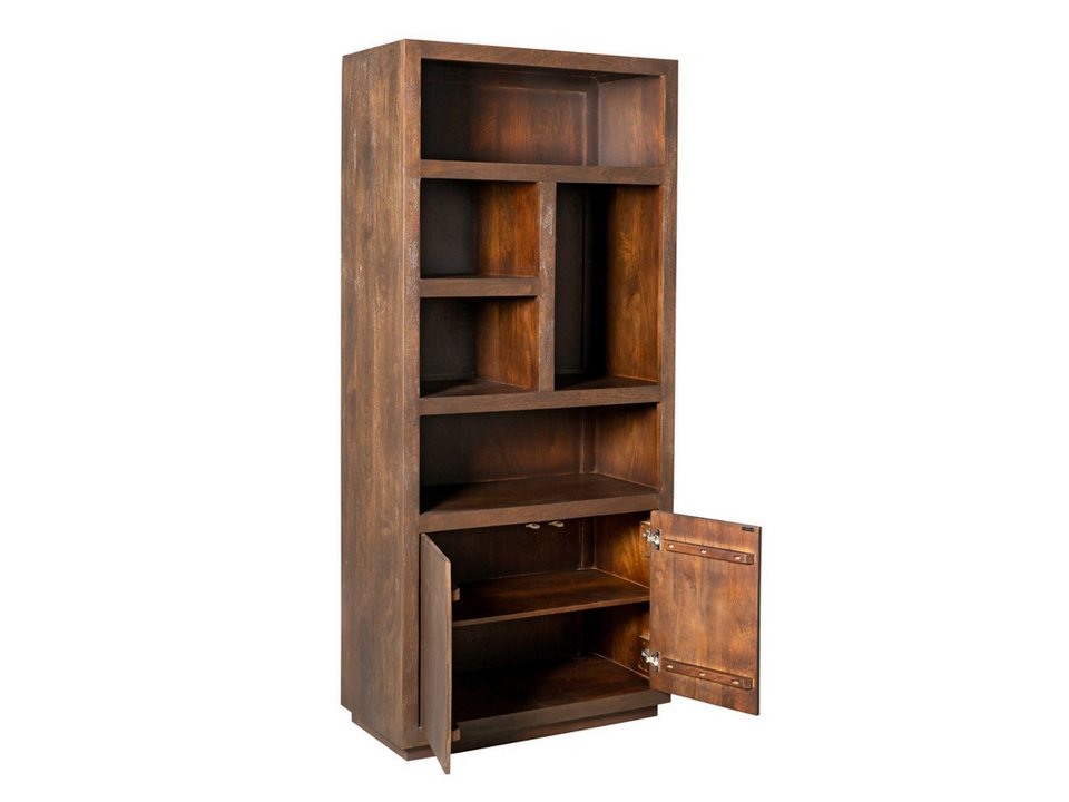 Japandi Regal aus Mangoholz mit Push-to-Open-Türen