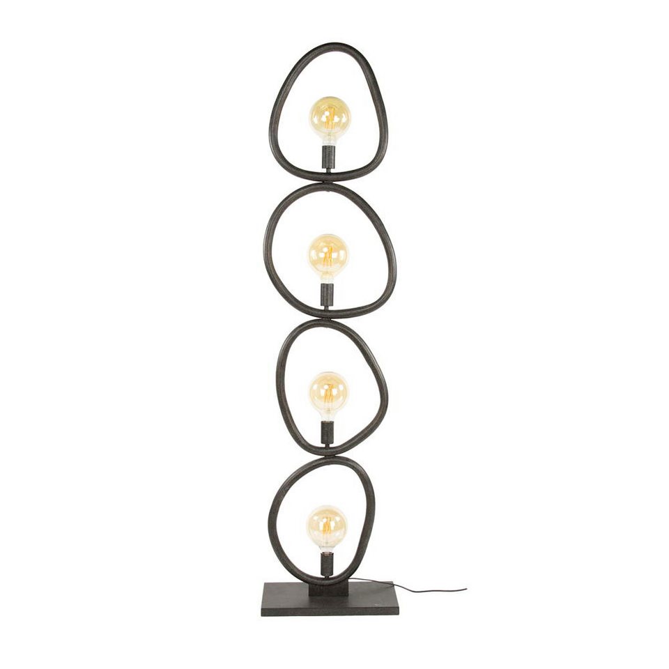 Schwarze Japandi Stehlampe mit 4 Leuchten