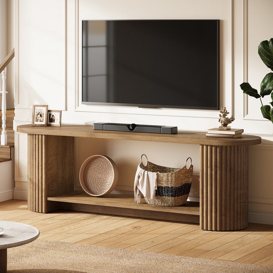 Japandi TV-Board im Landhausstil mit Ablage