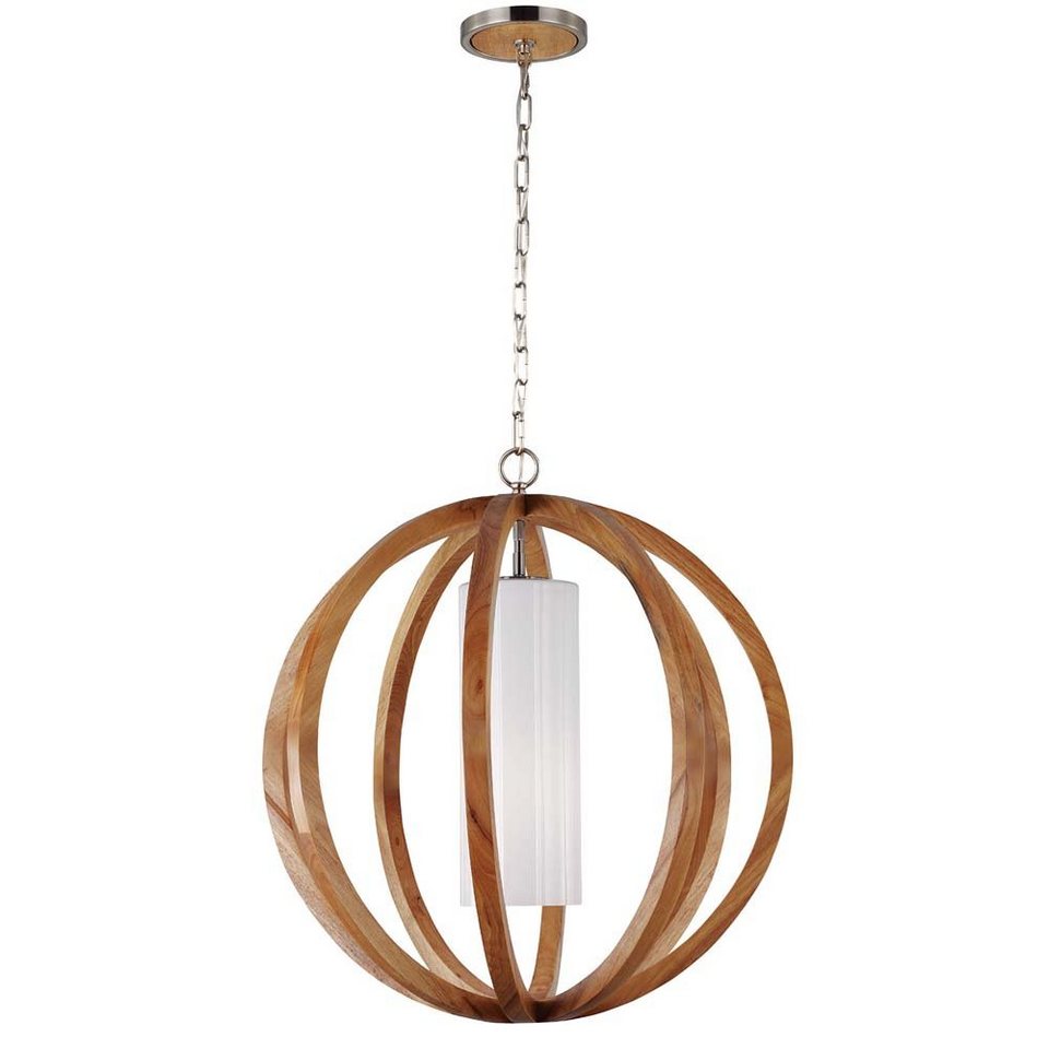 Pendelleuchte Japandi aus Holz und Stahl