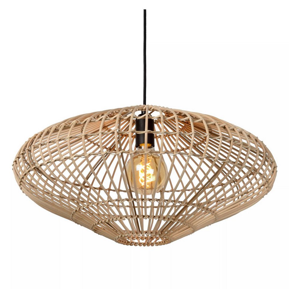 Japandi Pendelleuchte Schwarz Natur aus Rattan