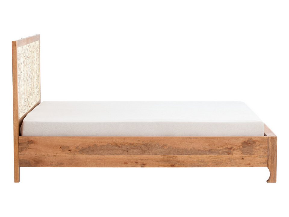 Japandi Bett aus massivem Mangoholz