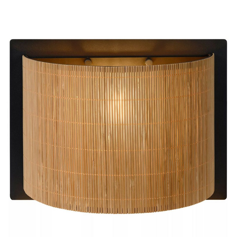 Wandleuchte Japandi Schwarz Natur aus Holz und Metall