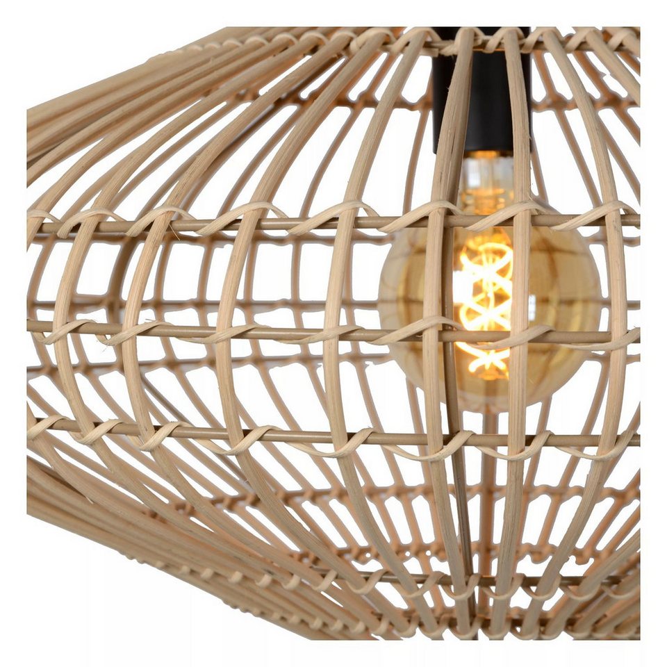 Japandi Pendelleuchte Schwarz Natur aus Rattan