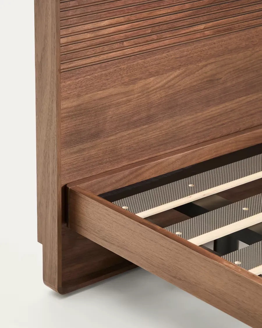 Japandi Bett 160x200cm Nussbaum Furnier