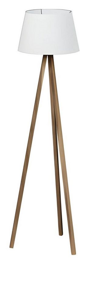 Weiße Japandi Stehlampe aus Holz