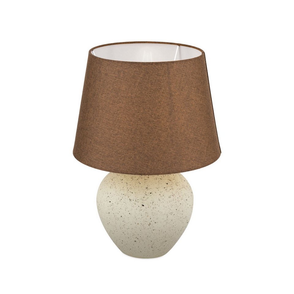 Japandi Nachttischlampe Creme Braun aus Keramik