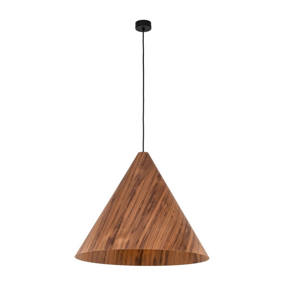 Japandi Pendelleuchte Schwarz Eiche aus Holz und Metall