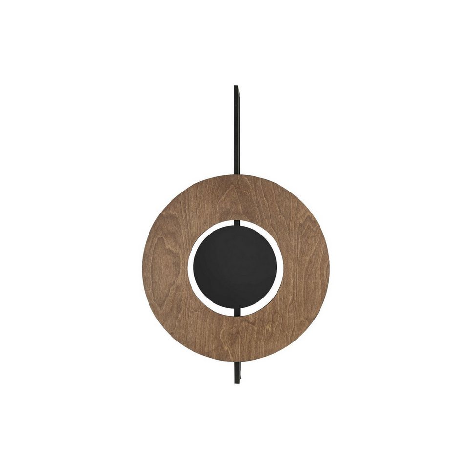 Wandleuchte Japandi aus Holz und Metall in Schwarz