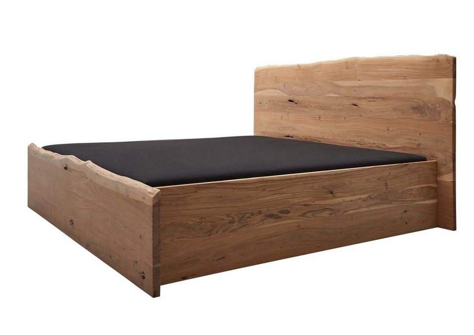 Japandi Bett aus massiver Akazie Natur