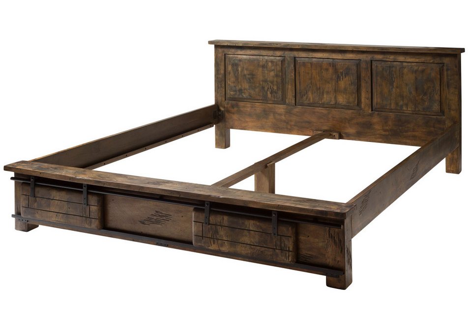 Japandi Massivholzbett aus Mangoholz Braun