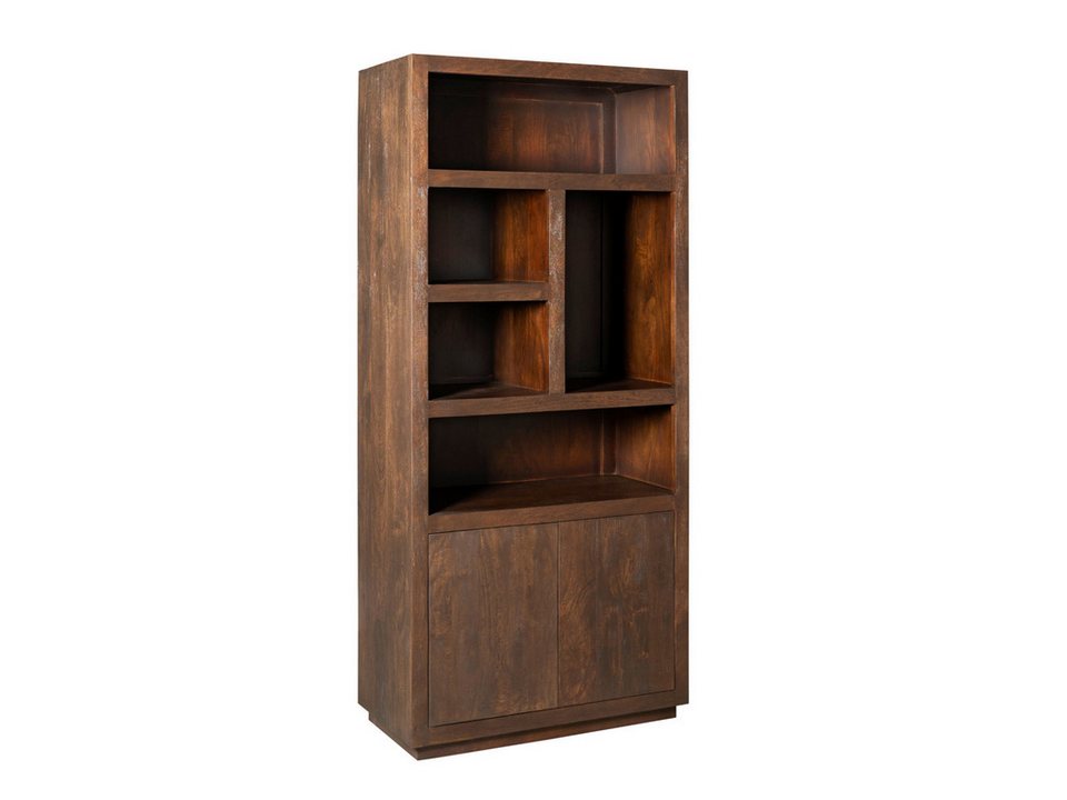 Japandi Regal aus Mangoholz mit Push-to-Open-Türen